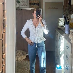Ambiance Ivory Peplum Blouse
